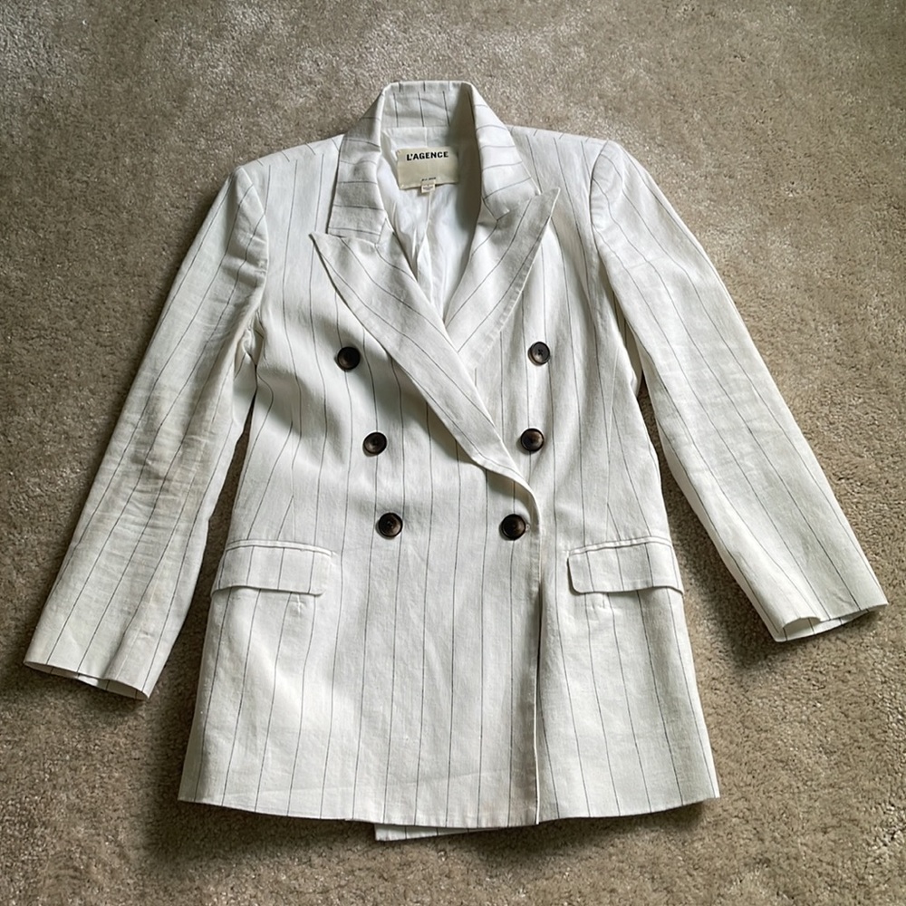 L'Agence Brea Pinstripe Linen Blazer - Picture 5 of 13